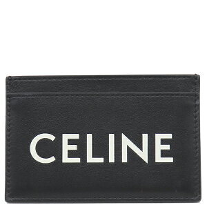 Celine Card Wallet Logo Holder Black Leather